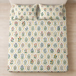 Double Bedsheet with 2 Pillow Covers 220 TC 100% Cotton Feel ( King Size Green 90 x 100 inch )