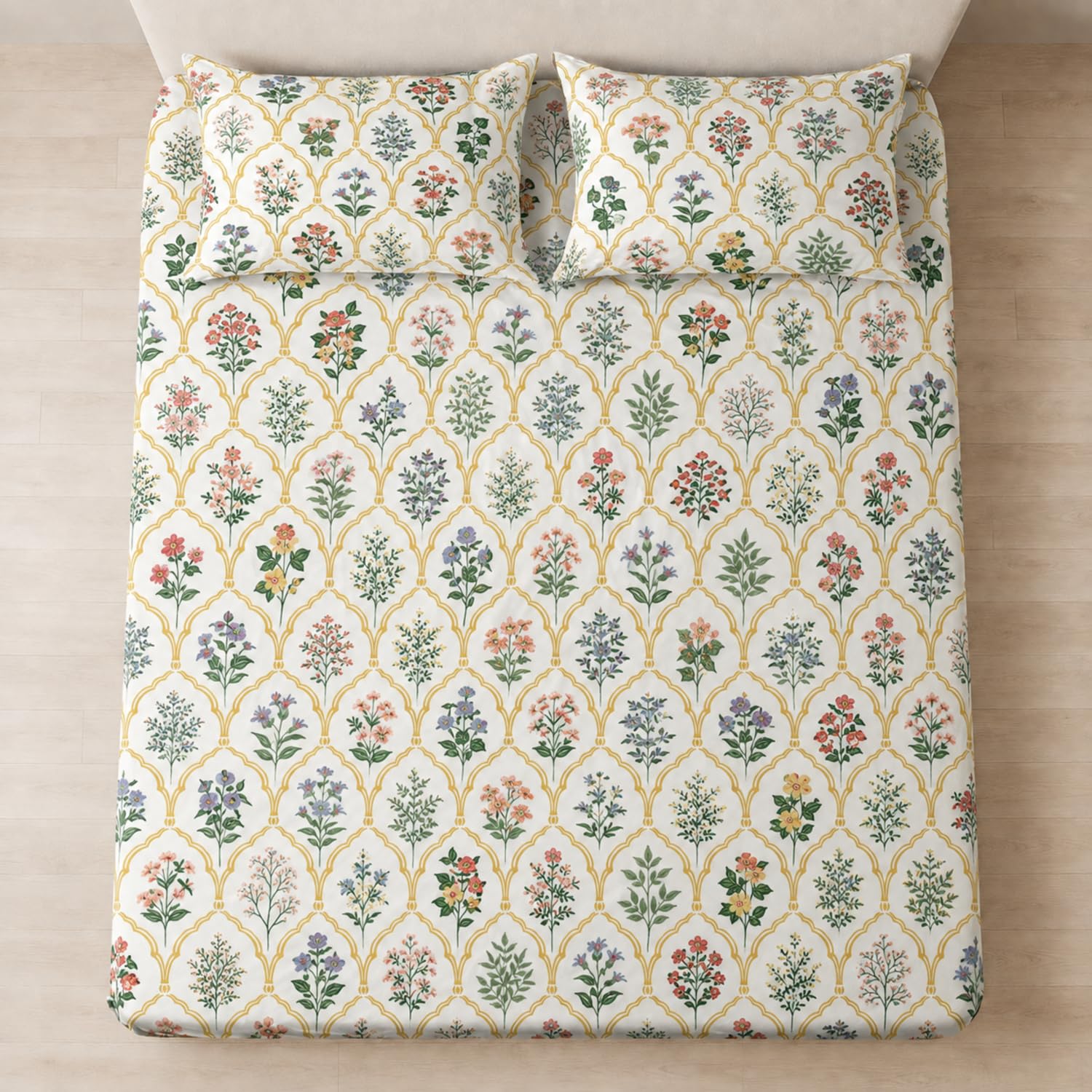 Double Bedsheet with 2 Pillow Covers 220 TC 100% Cotton Feel ( King Size Green 90 x 100 inch )
