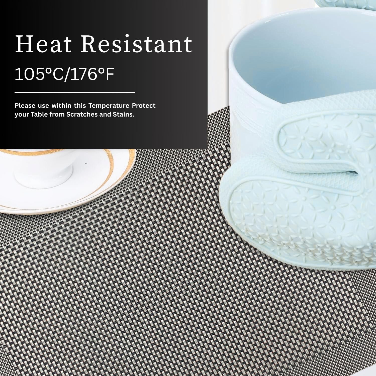 Dining Table Placemat Set of 4 (30x45 CM Black)