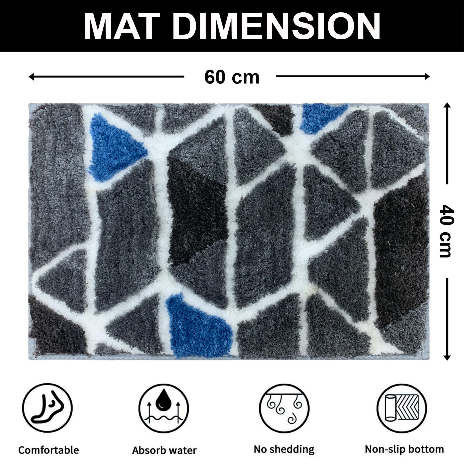Macau Trangle Bath Mat (40x60 cm,Grey)