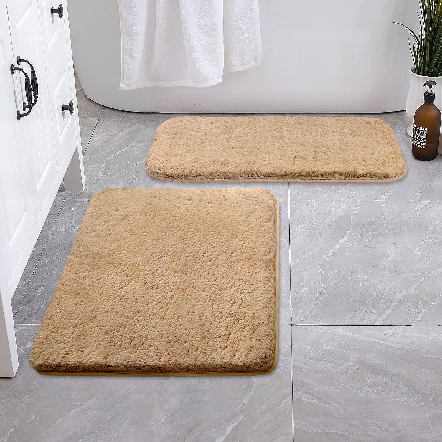 Vegas Microfiber Bath Mat (40x60 cm, Gold) Pack of 2