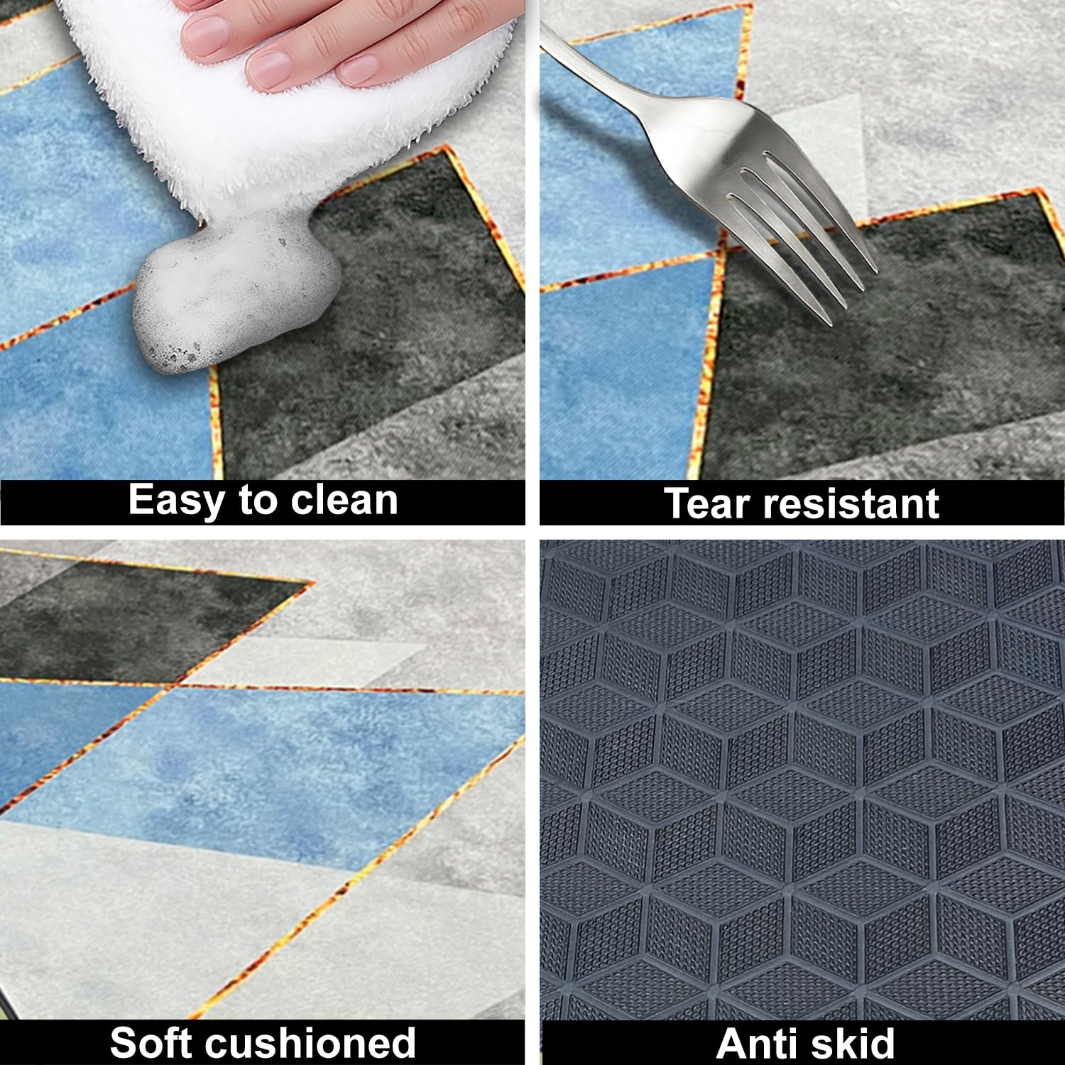 Rubber Doormat Anti Slip (Geometric Design ,35x58 cm)