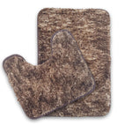 Hawaii Contour Rugs for Bathroom Set of 2(Rock brown, 45 x 75 Cm)