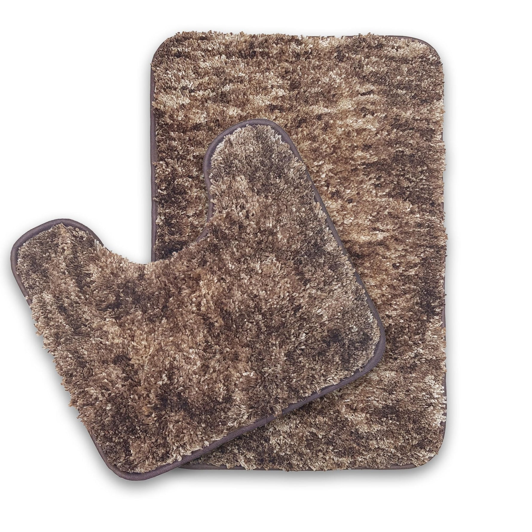 Hawaii Contour Rugs for Bathroom Set of 2(Rock brown, 45 x 75 Cm)