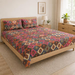 Queen Size Double Bedsheet With 2 Pillow Covers Sky Kids Pattern 90x90 Inch