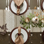 Table Runner with Tassels ZigZag(Elegant Beige & White Woven  13 x 74 Inch)