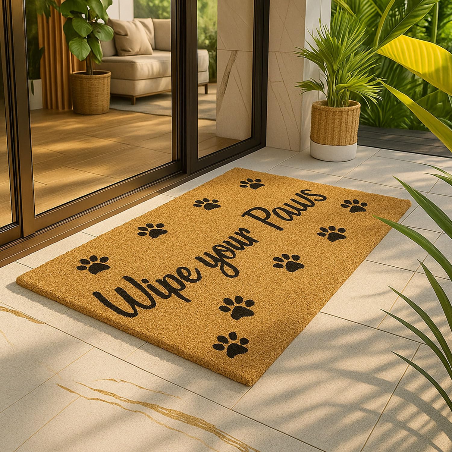 Coir Doormat for Home Entrance (Wipe Your Paws Print Design,71x45 cm)