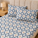 King Size Double Bedsheet with 2 Pillow Covers Premium Diamond Floral Printed 108x108 inch