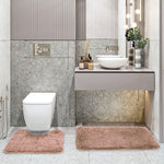 Polyester Contour Bath Mat Set (Pastel Peach , 45x 75 cm & 40x45)