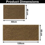 Chenille Super Absorbent Bath Mats  Pack of 2 (40x60cm 60x120cm Chocolate)