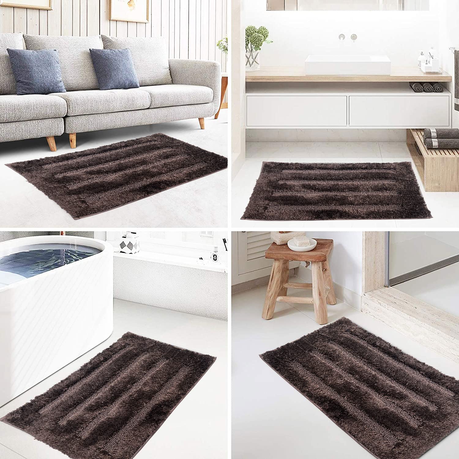 Bathmat 2500 GSM Microfiber Pack of 2 (40cm x 60cm, Chocolate)