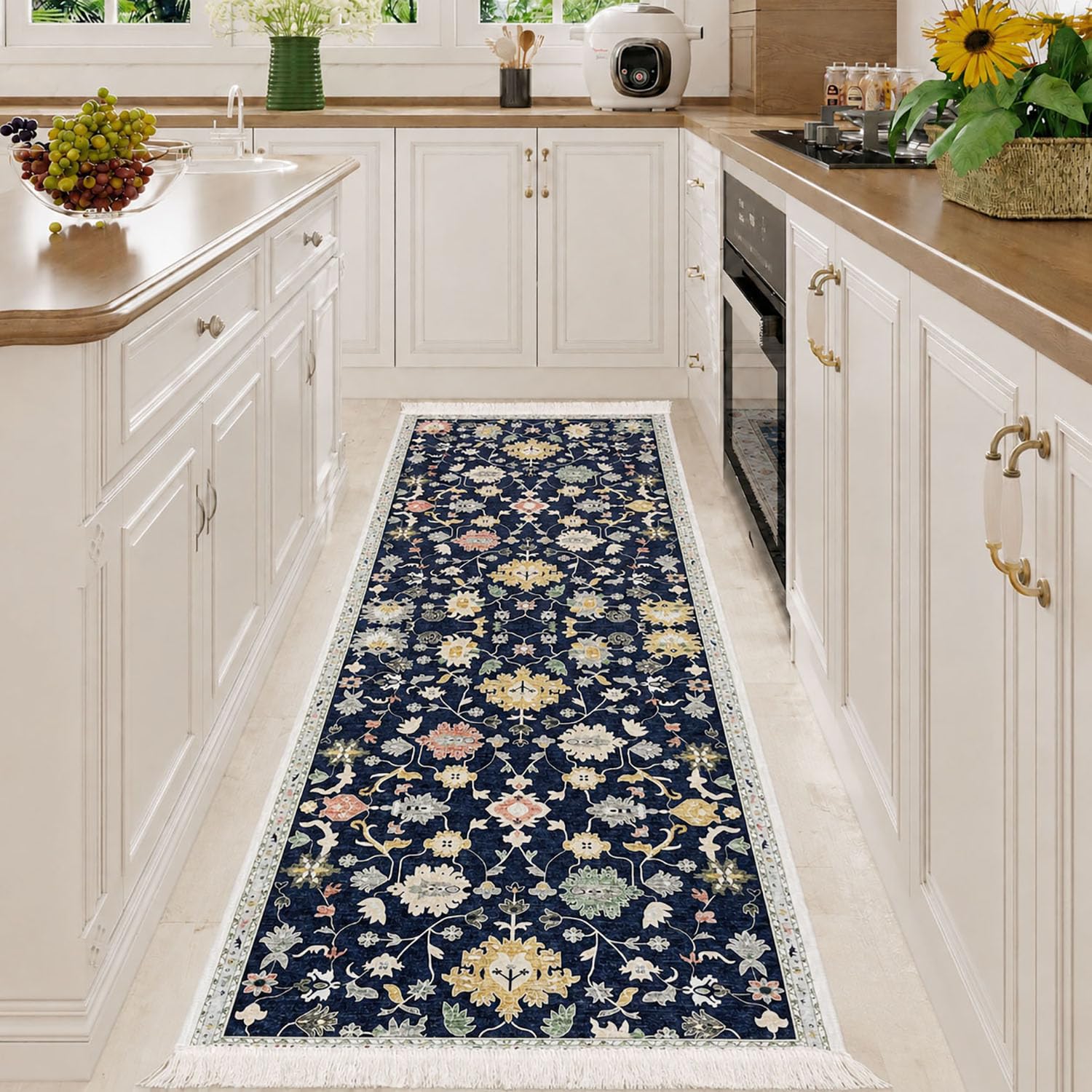 Polyester Floor Runner Midnight Garden Pattern Multi Color 150x56cm