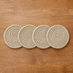 Cotton Braided Coasters Set Of 4 For (10x10cm, Beige)