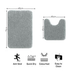 Polyester Contour Bath Mat Set (Silver , 45x 75 cm & 40x45)