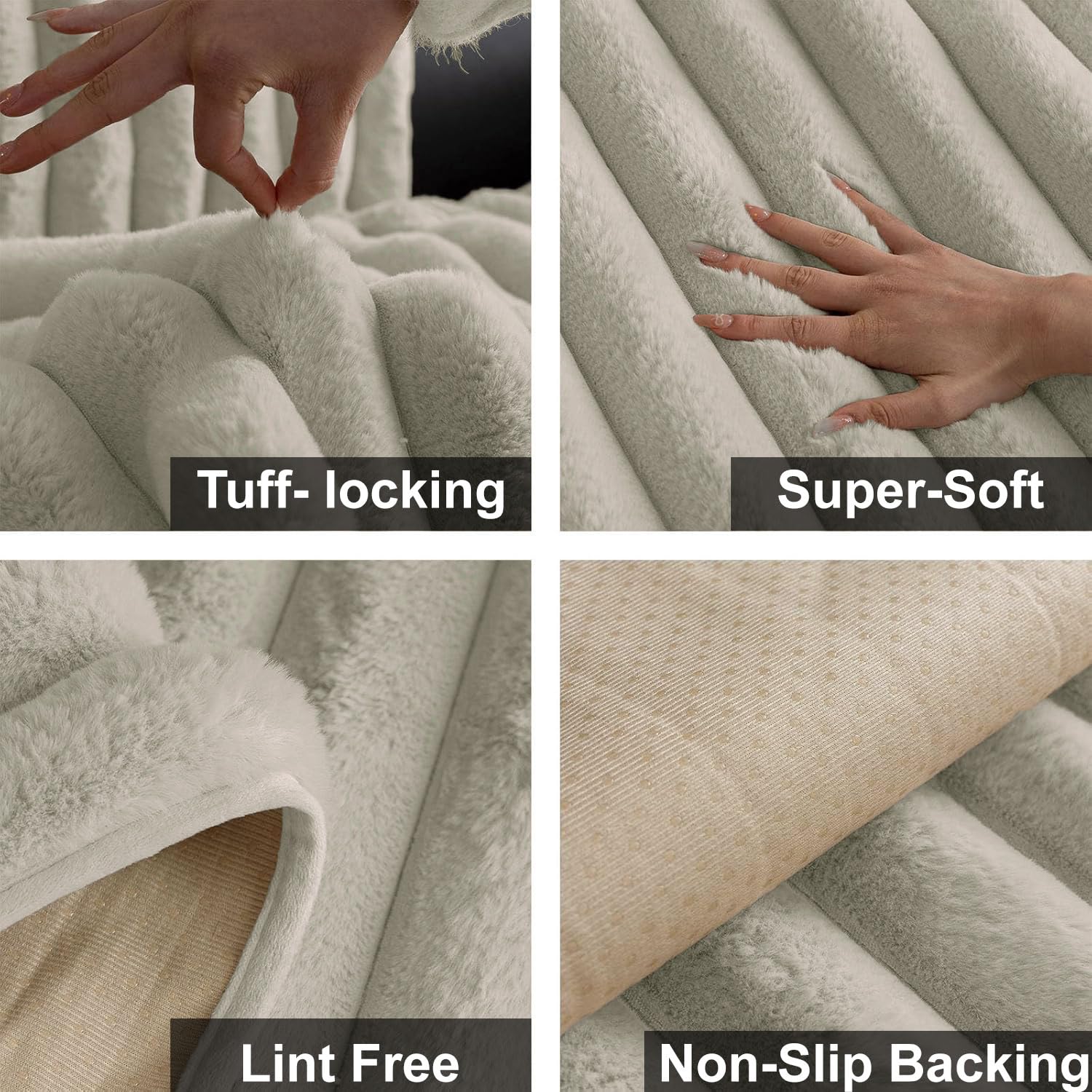 Stripe Fur Sofa Cover 3 Seater (Taupe, 170x90 cm)