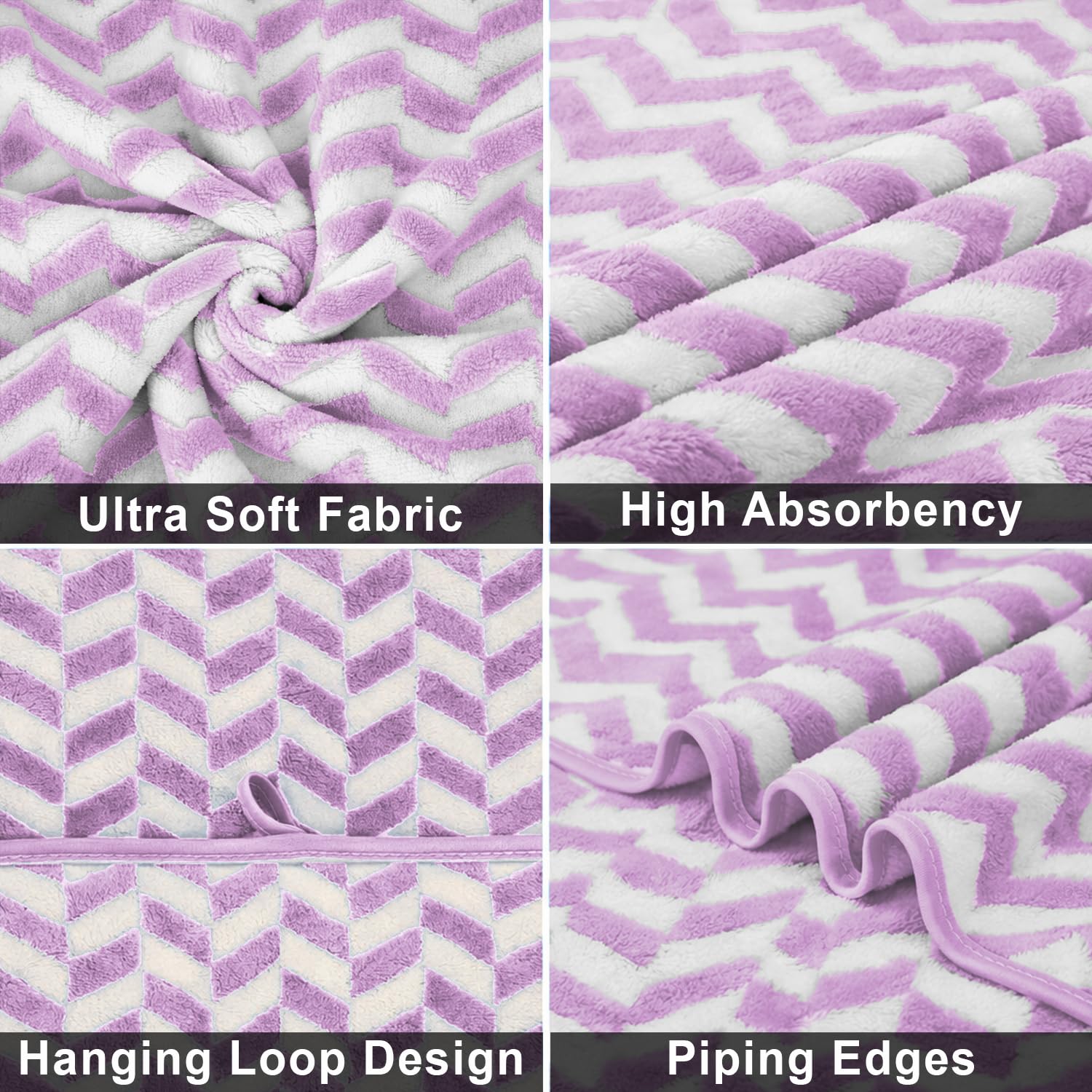 Microfibre Bath Towel for Kids Boys Girls ( 70x132cm , Lavender )
