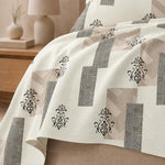 King Size Double Bedsheet with 2 Pillow Covers King Size Premium Ornamental Blocks Printed  90x100 inch