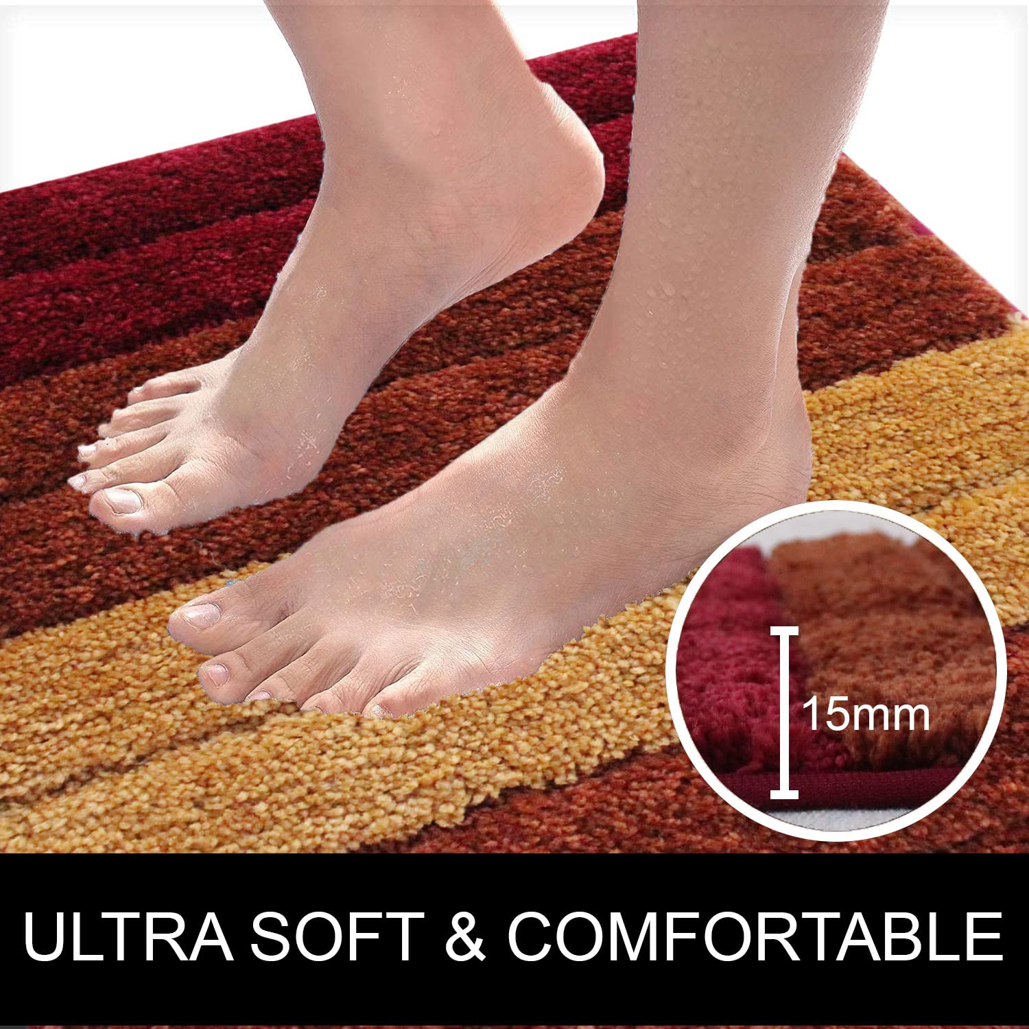 Luxury Bath Mat for Bathroom Pack of 2 (40X60 Cm ,Cherry)