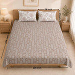 Double Bedsheet with 2 Pillow Covers Premium 240 TC 100% Cotton Feel (  108x108inch , Taupe )