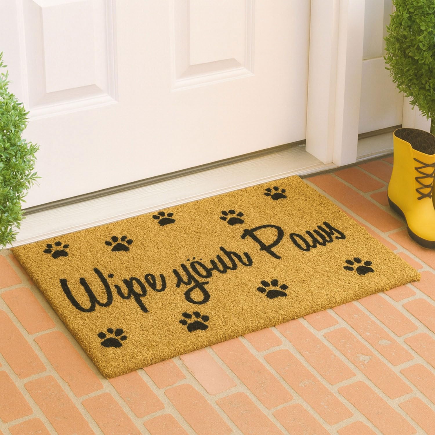 Coir Doormat for Home Entrance (Wipe Your Paws Print Design,71x45 cm)