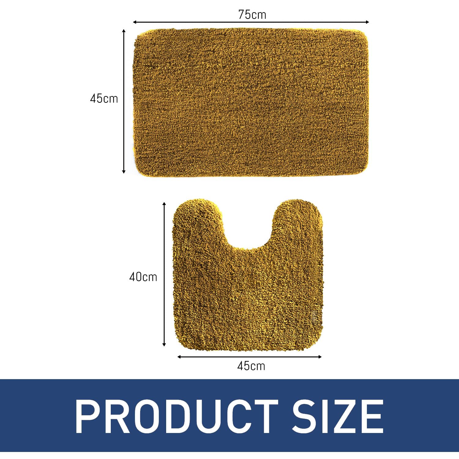 Newman Polyester Contour Bath Mat Set of 2 (Gold 45x75 cm & 40x45)