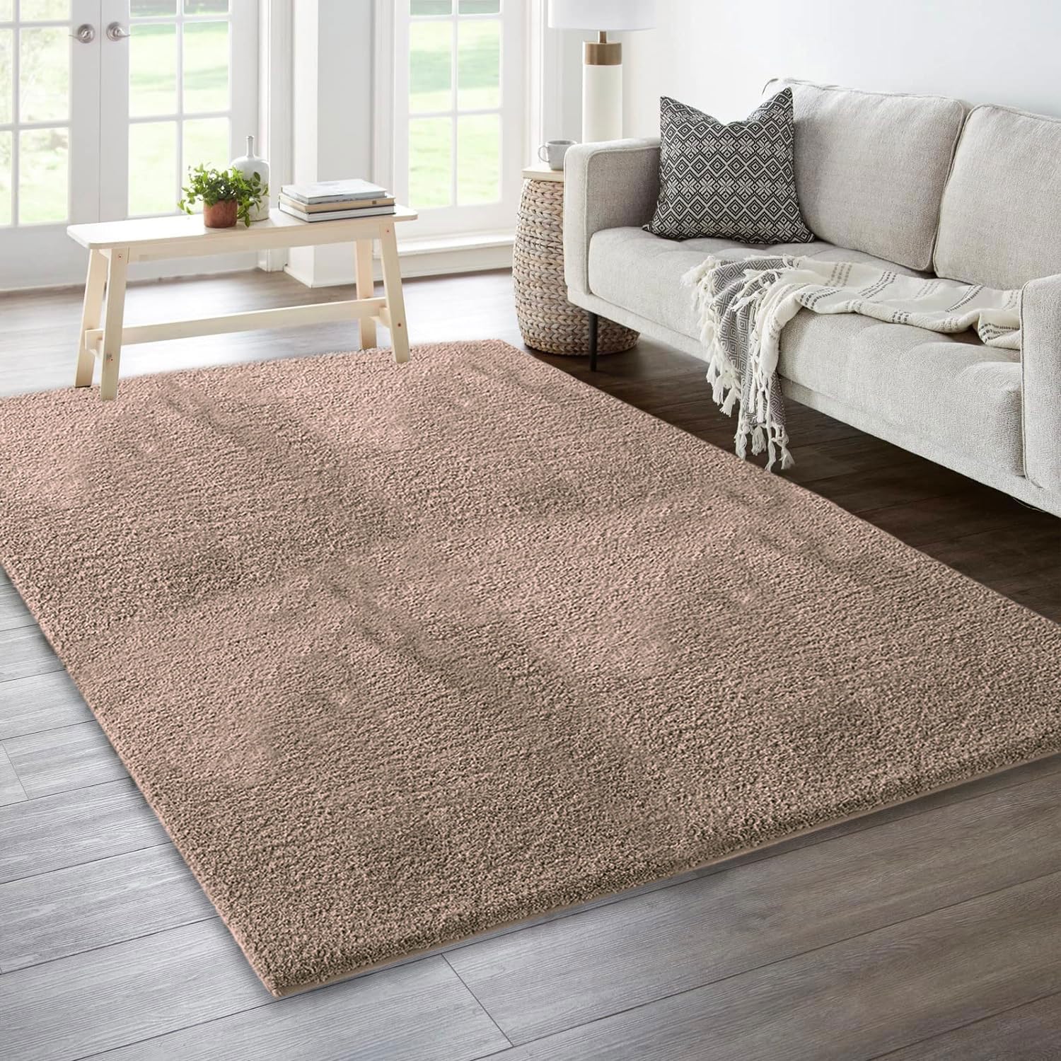 Sensuous Carpet for Bedroom (Taupe, 4x6 Feet)