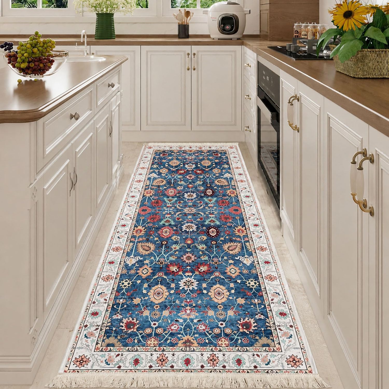 Polyester Floor Runner  Imperial Medallion Pattern Multi Color 150x56cm