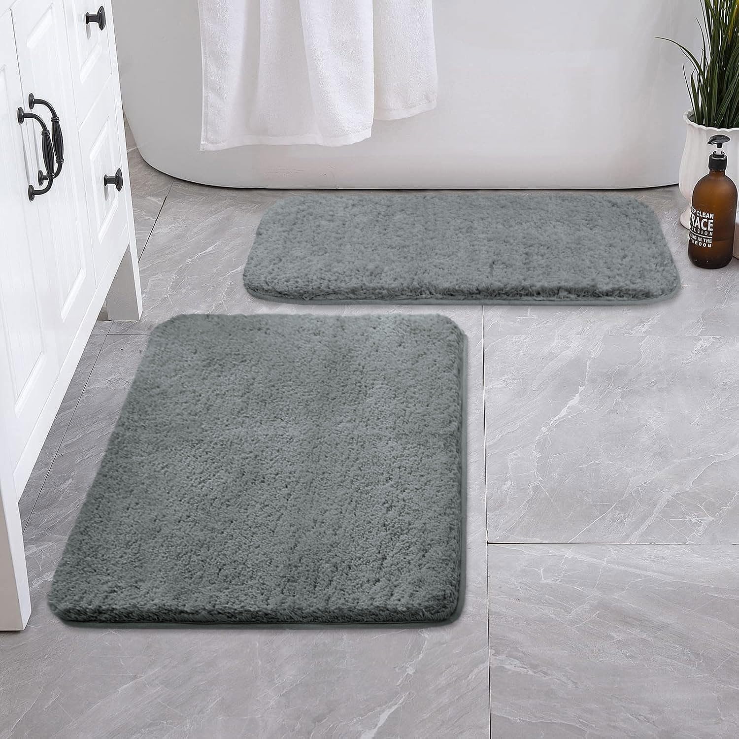 Vegas Microfiber Bath Mat (40x60 cm, Grey) Pack of 2