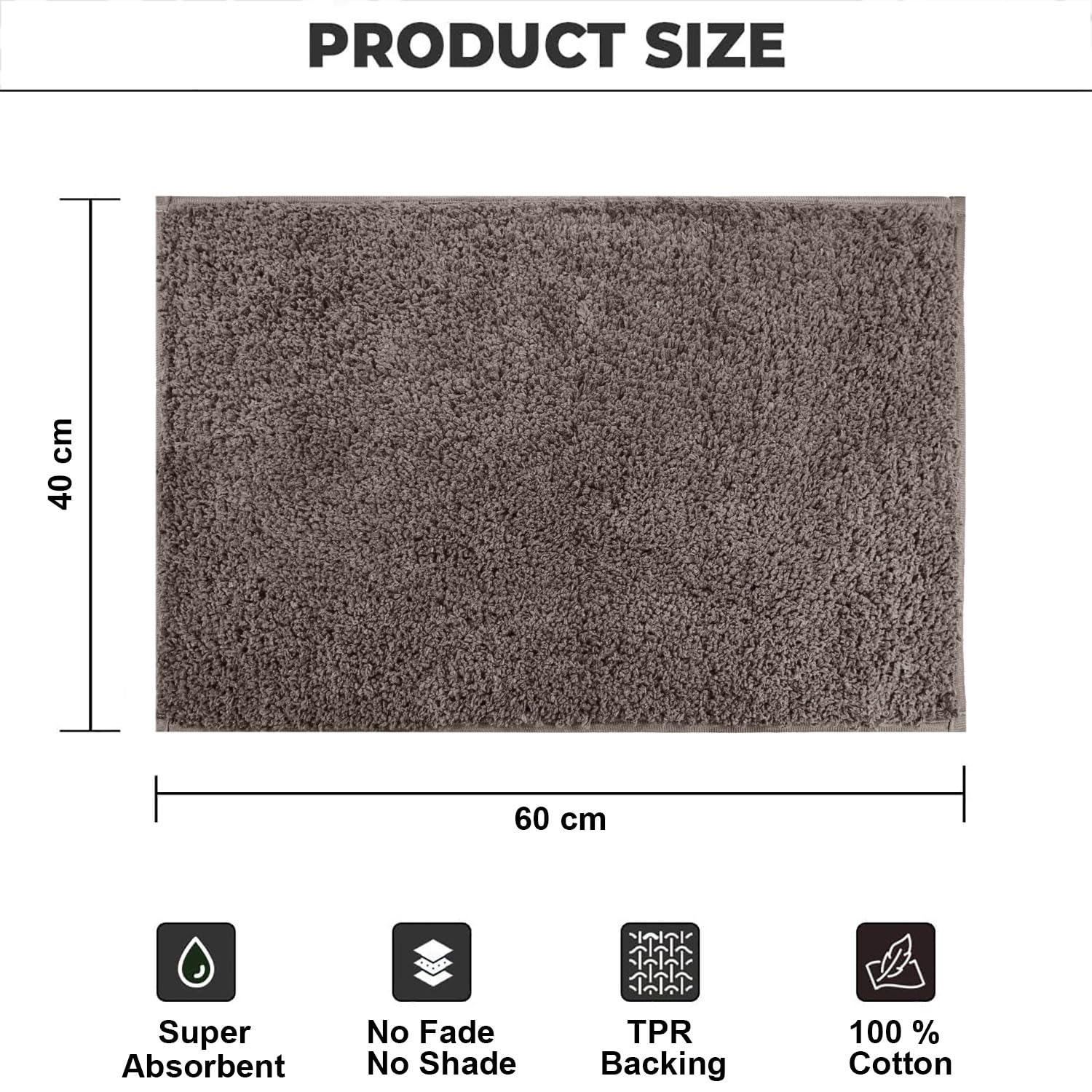 Colosseum Bath Mat 100% Cotton (40x60 cm,Coffee)
