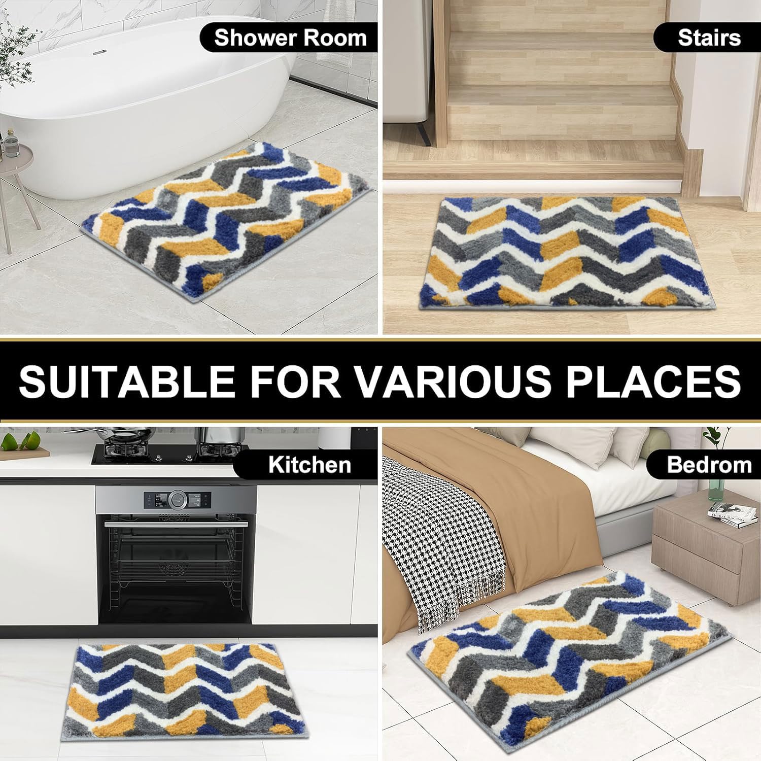 Macau ZigZag Bath Mat (40x60 cm,Yellow)