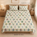 Double Bedsheet with 2 Pillow Covers 220 TC 100% Cotton Feel ( King Size Green 90 x 100 inch )
