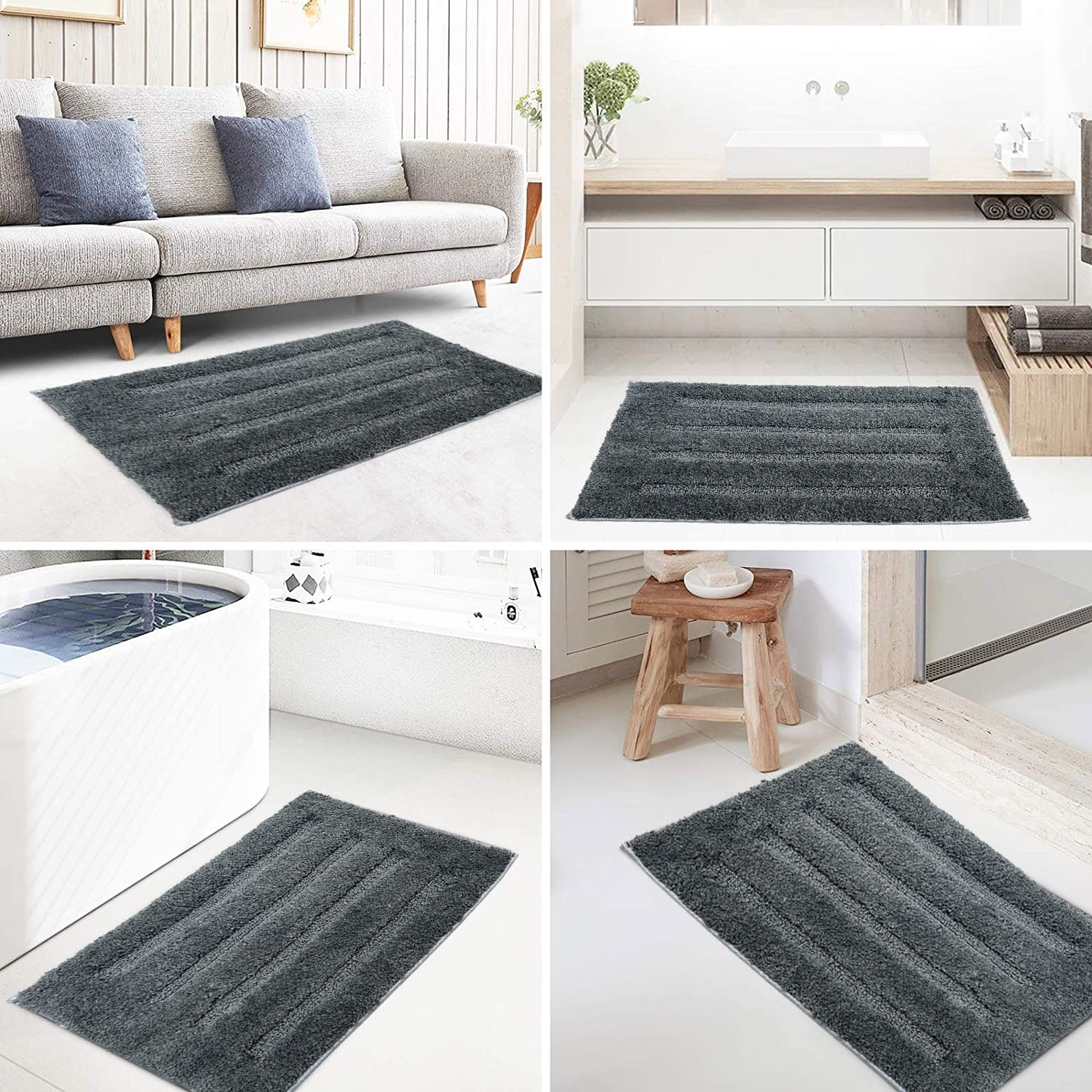 Bathmat 2500 GSM Microfiber Pack of 2 (Grey, 40cm x 60cm)