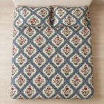 Double Bedsheet with 2 Pillow Covers 220 TC 100% Cotton Feel ( King Size Blue 90x100 inch )