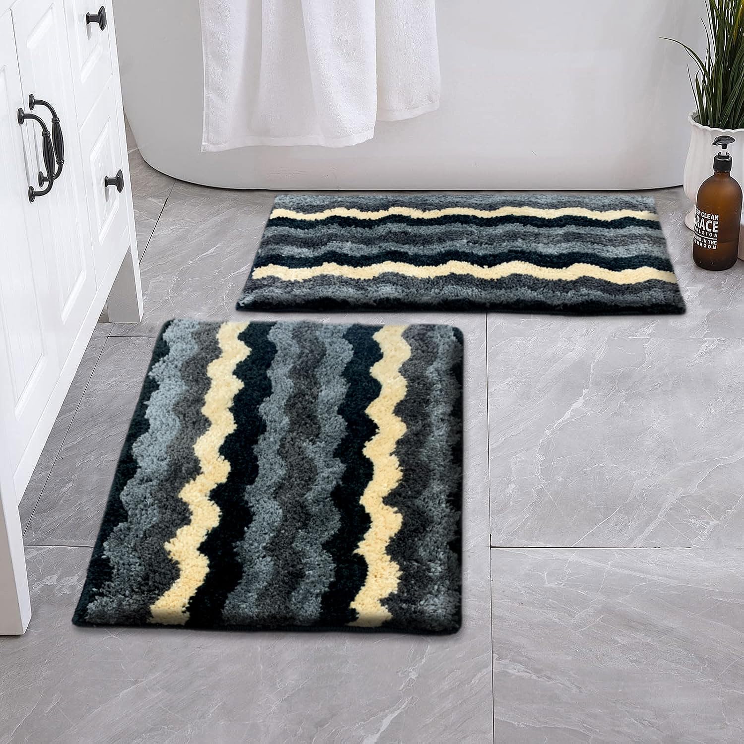 Birmingham Bathmat for Bathroom Pack of 2 (38x58 cm Shadow)