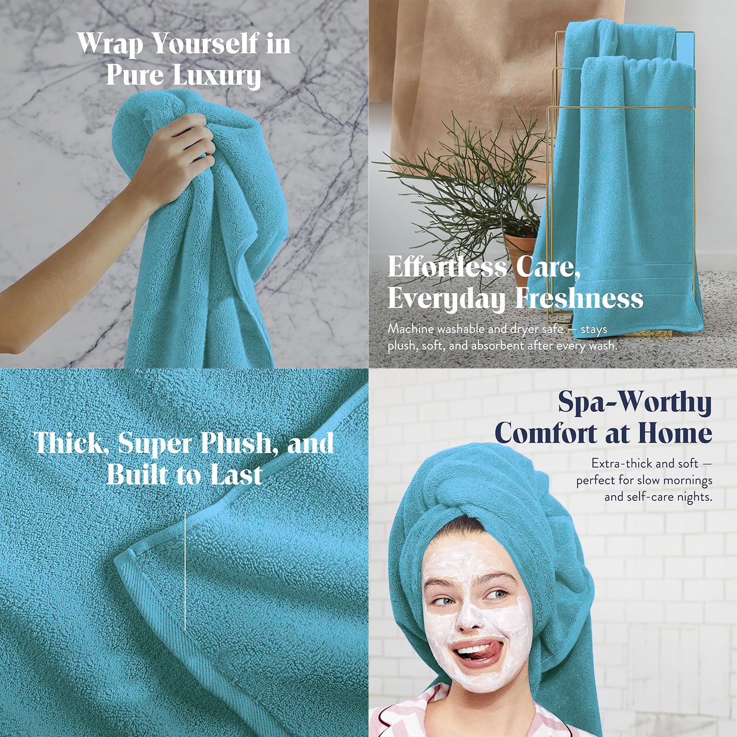 Bamboo Micro Bath Towel – 400 GSM ( 70x140 cm , Aqua)
