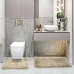 Polyester Contour Bath Mat Set (Beige, 45x 75 cm & 40x45)