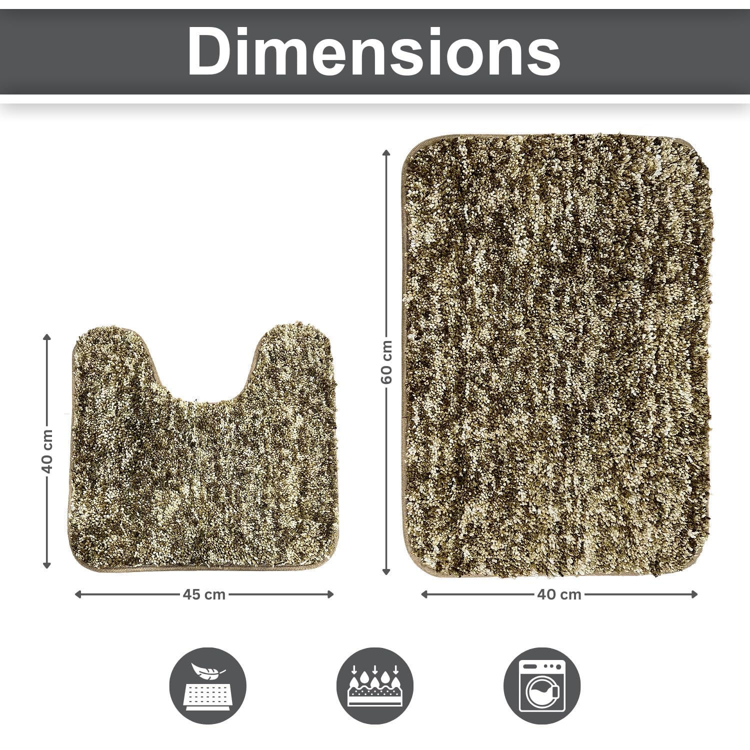 Hawai Contour Bath Mat  Set of 2 (Coffee, 40x60 cm & 40x45)