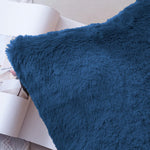 Cushion Cover Duble Side Rabbit Fur Set of 2(16 x 16 inch Teal)