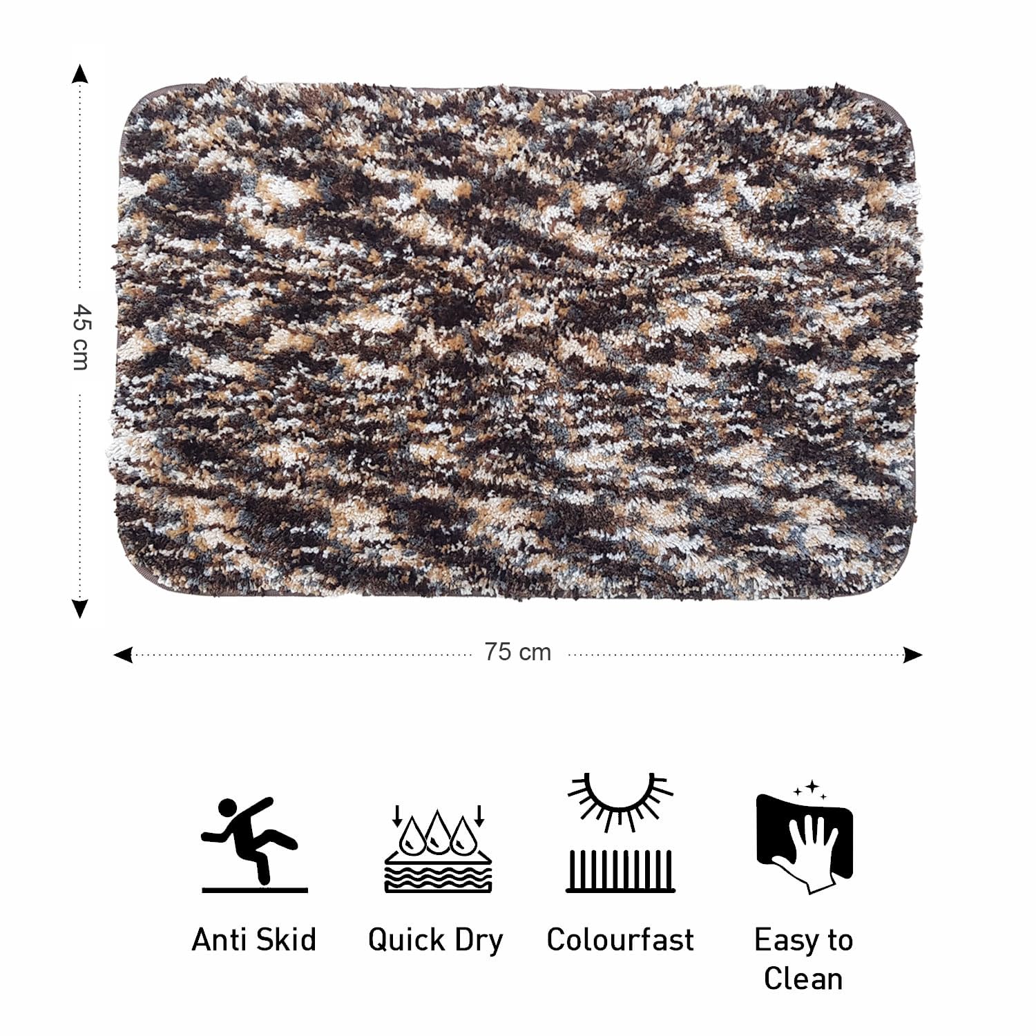 Hawaii Bath mat Anti Skid (Walnut, 45 x 75 Cm)