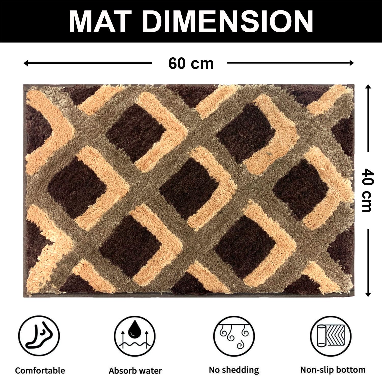 Macau Square Bath Mat (40x60 cm,Chocolate)
