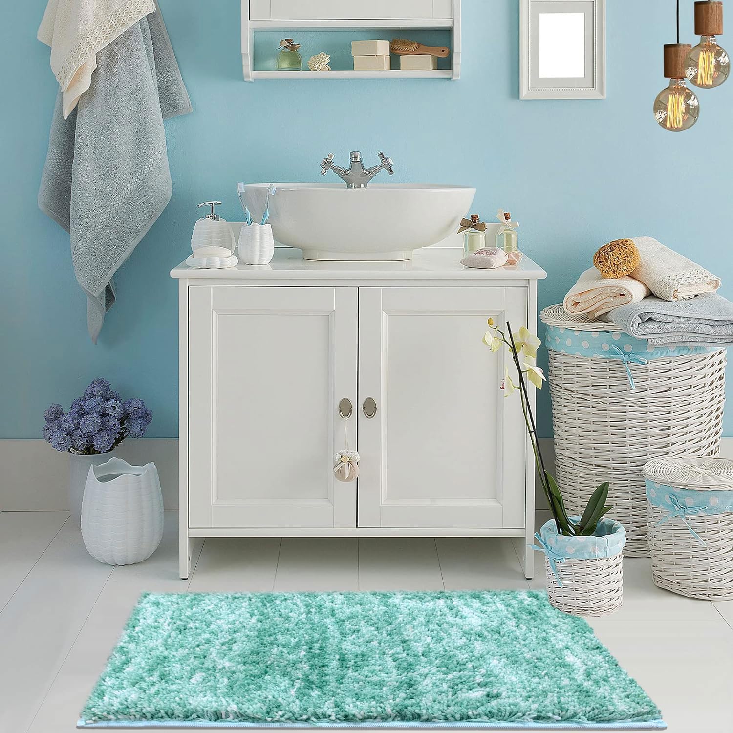 Hawaii Bath Mat Anti Skid (Aqua, 45cm x 75cm)