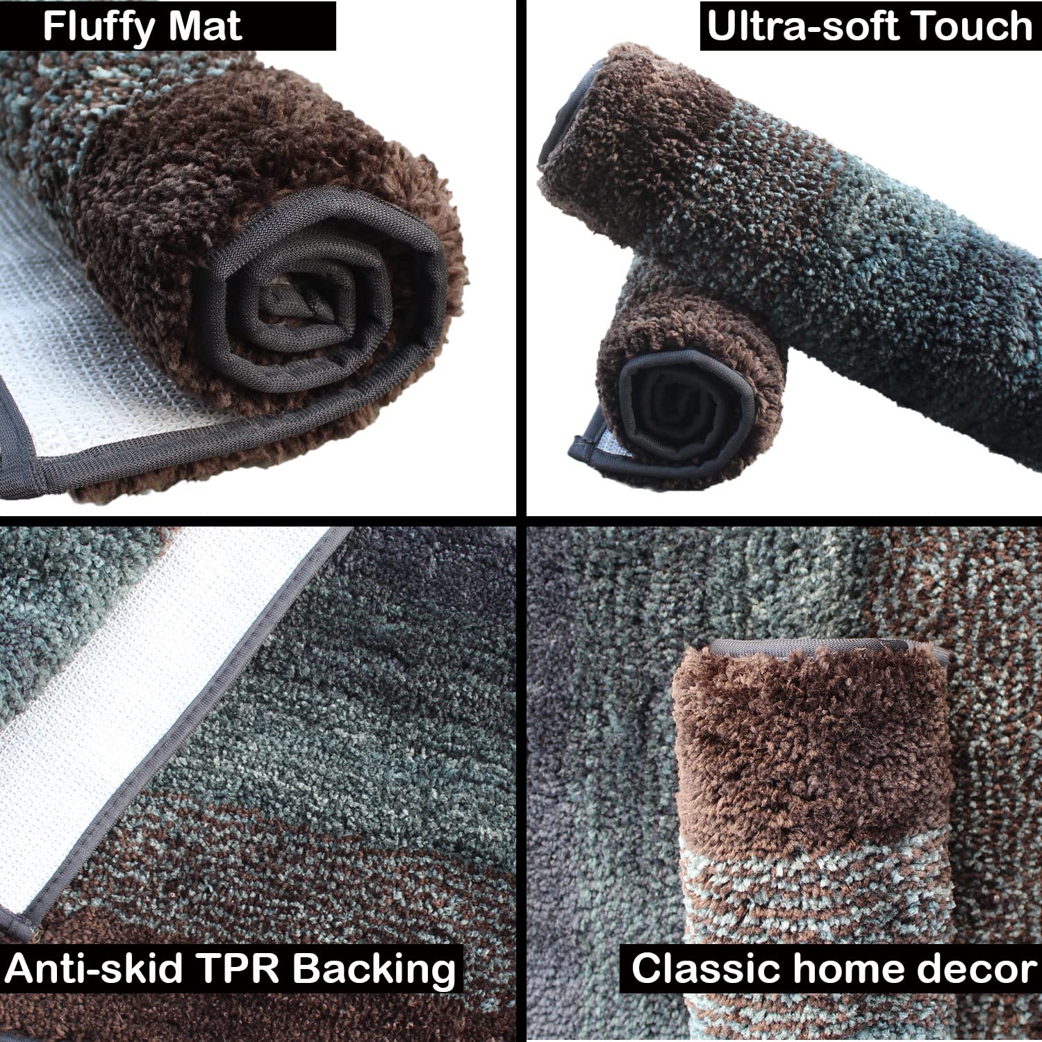 Oyster Microfiber Bathroom Mat (38x58cm , Burnt Green)