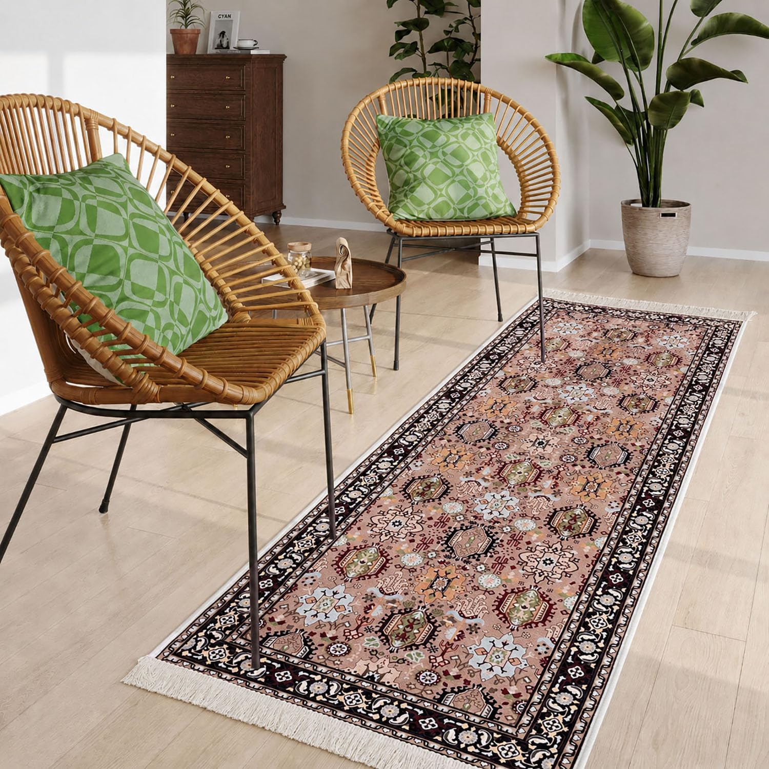 Polyester Floor Runner Persian Regal Pattern Multi Color 150x56cm