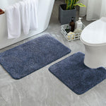 Newman Polyester Contour Bath Mat Set of 2 (Navy Blue 45x75 cm & 40x45)