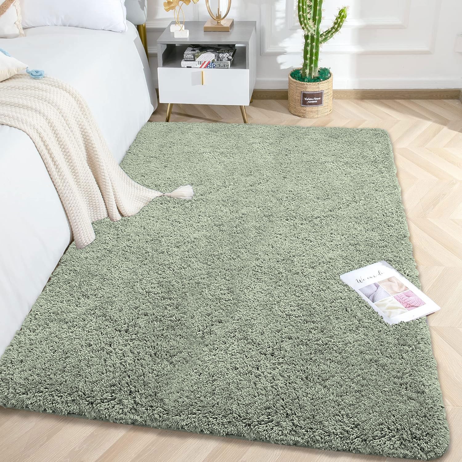 Vegas Carpet For Bedroom,Livingroom (Pastel Green,4X6 Feet)