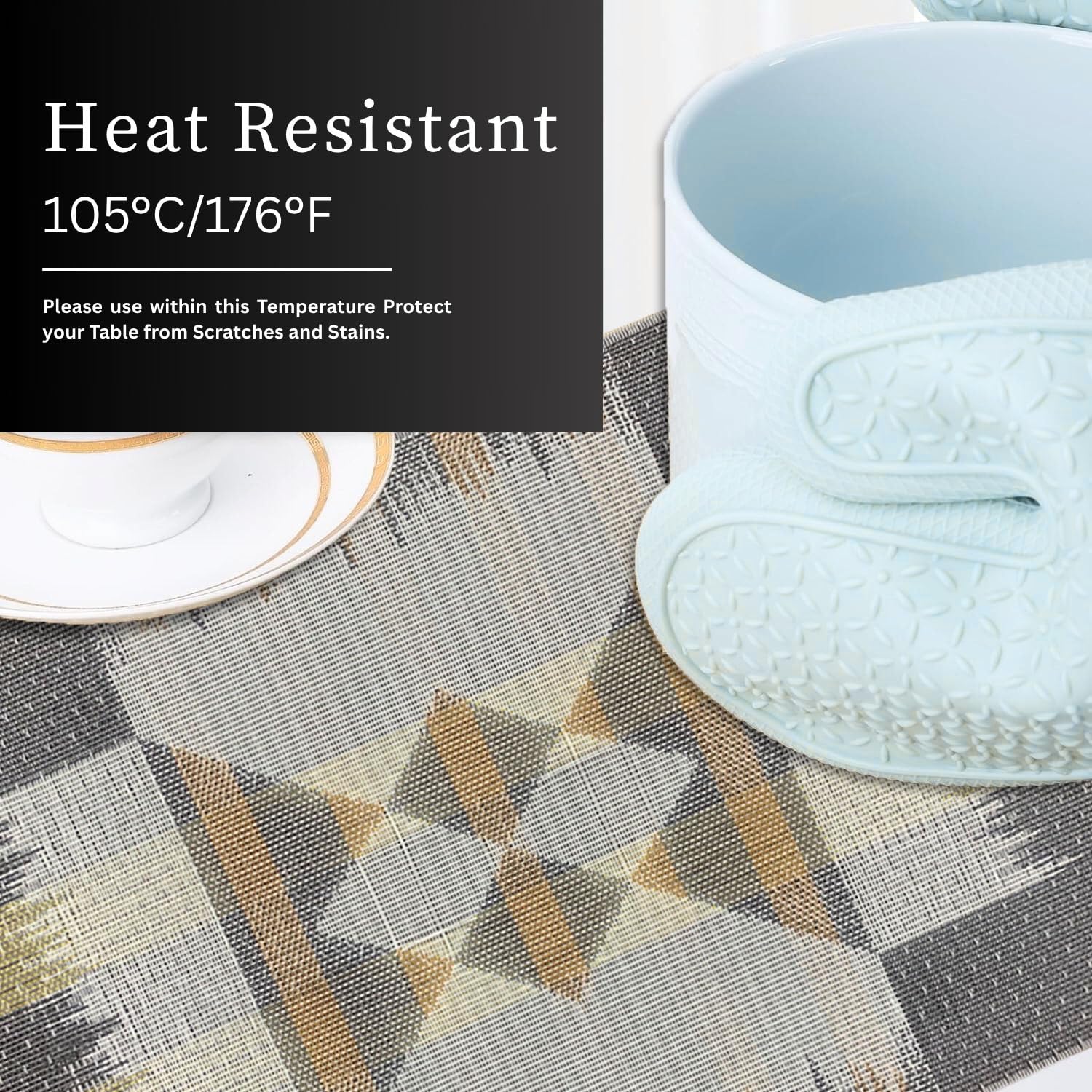 Cross Design Placemat for Dining Table Set of 4(30x45 CM Black)