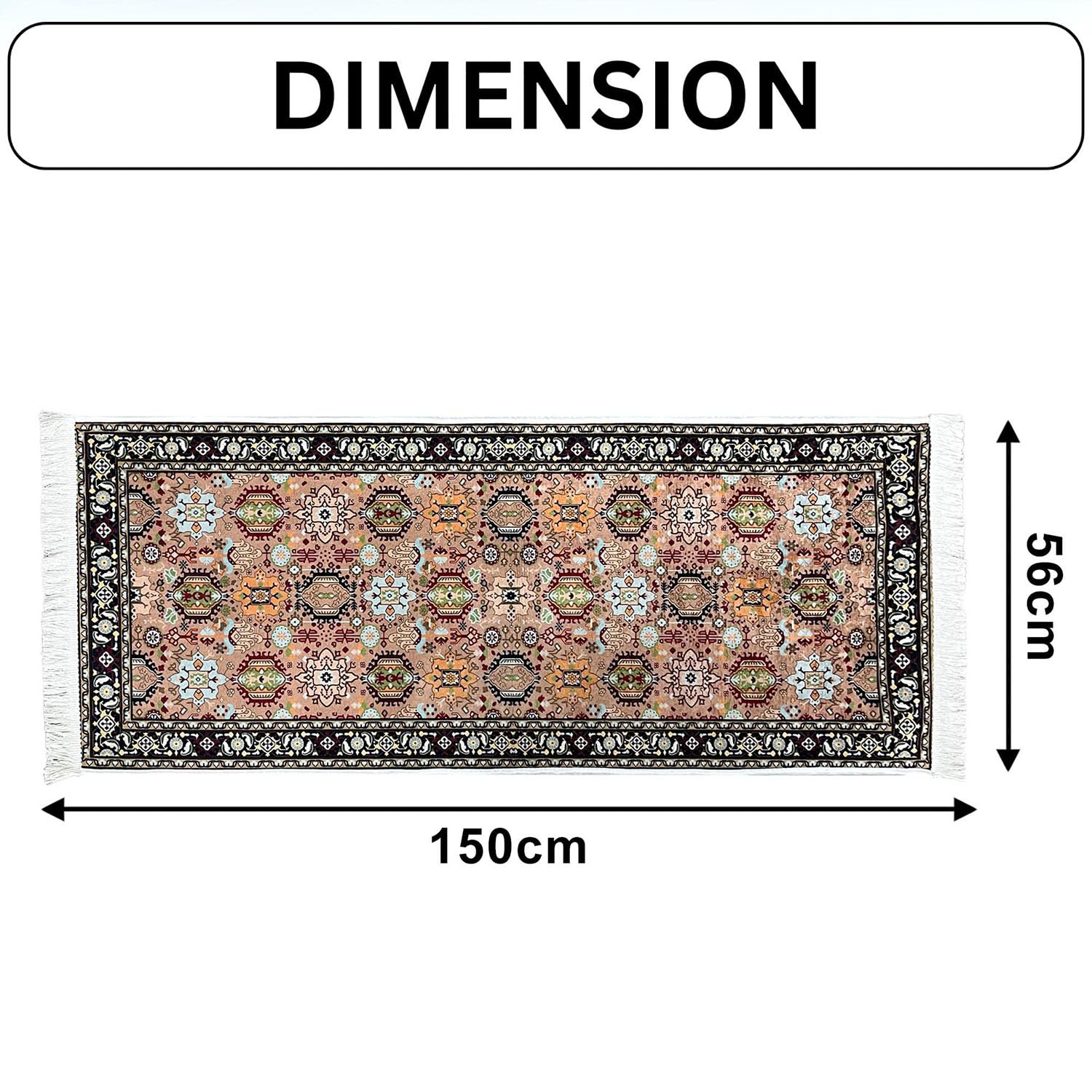 Polyester Floor Runner Persian Regal Pattern Multi Color 150x56cm