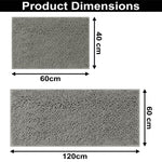 Chenille Super Absorbent Bath Mats  Pack of 2 (40x60cm 60x120cm Grey)