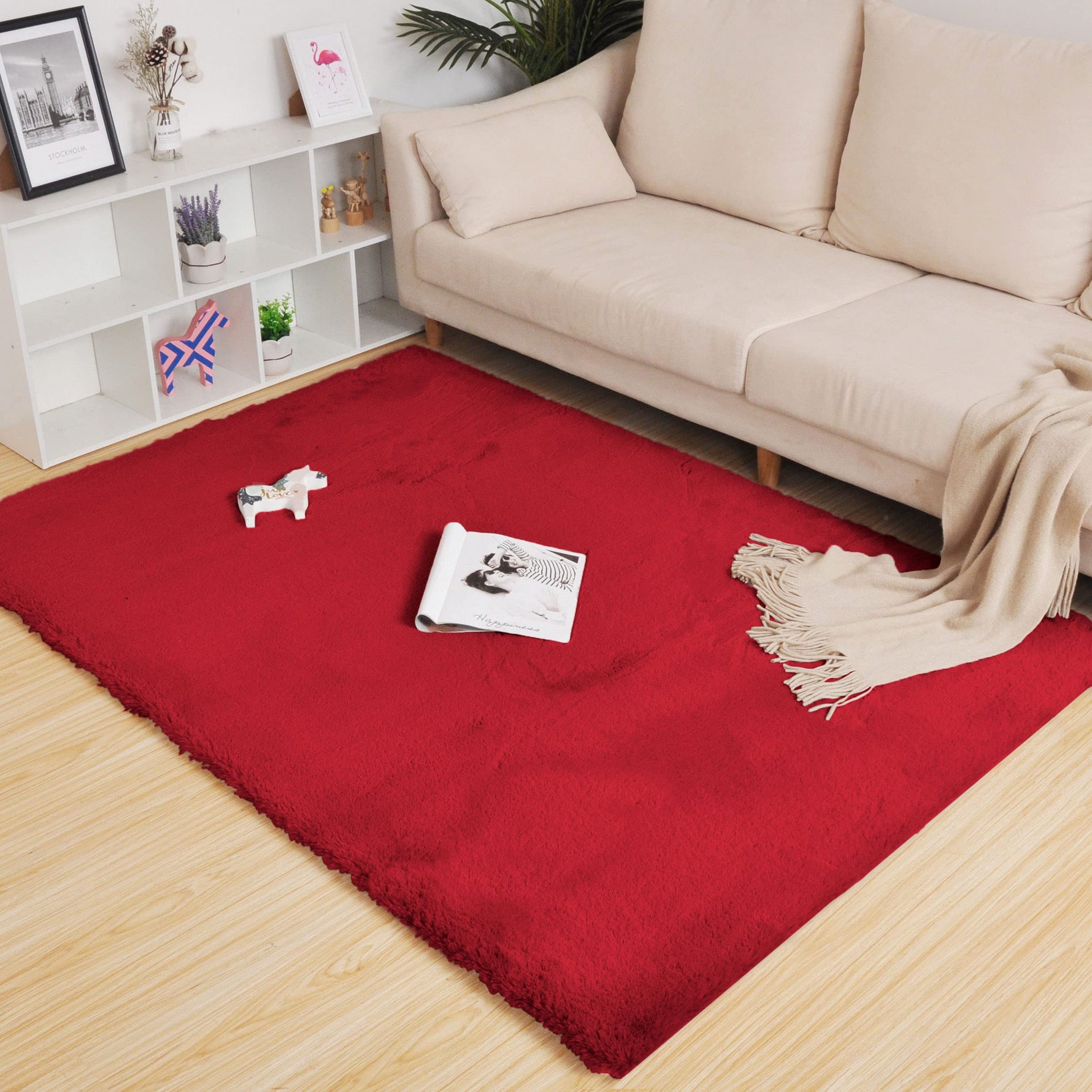 Rabbit Fur Super Soft Carpet (Maroon, 4x6 Feet)