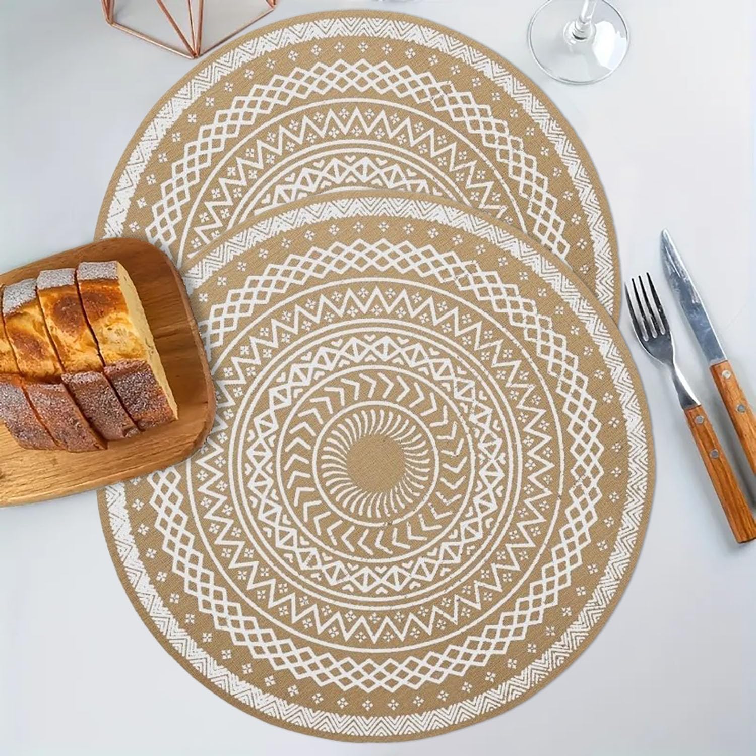 Round Table Placemats for Dining Table Set Of 2 (White)